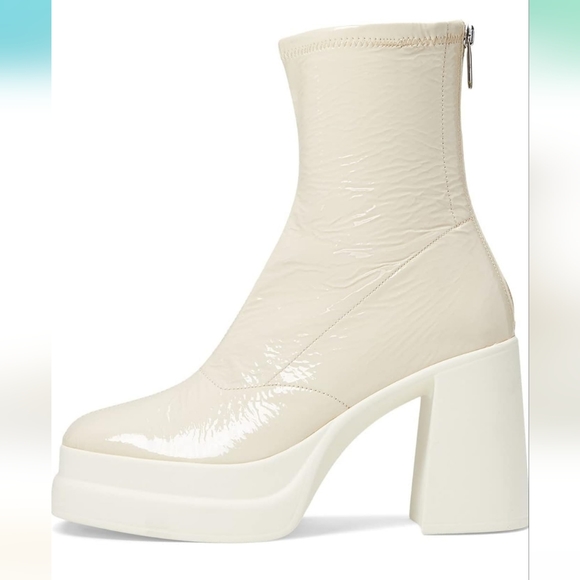 NWT Free People Double Stack Platform Patent Leather Boots in Bone Sz. 39.5 - Picture 3 of 12